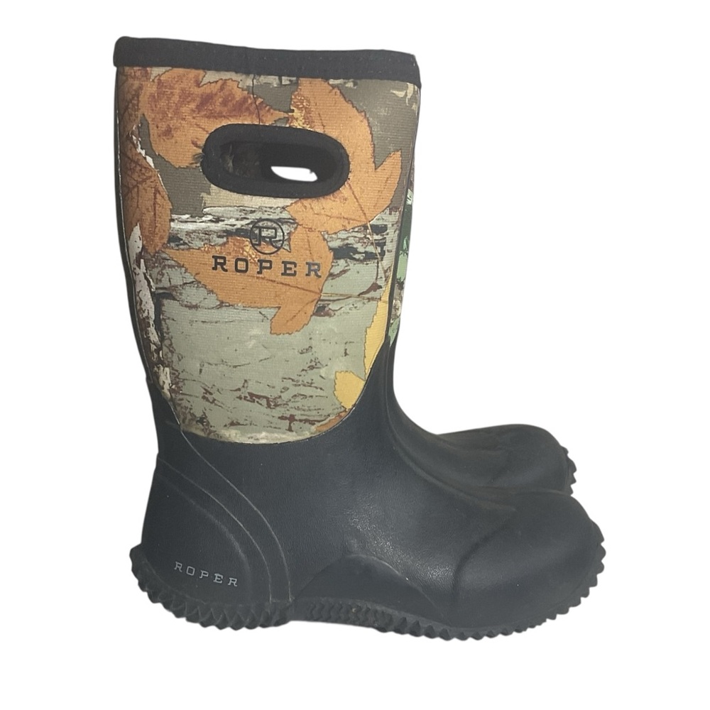Roper Kids Barnyard Camo Waterproof Neoprene Rubber Barn Boots Youth Size 4